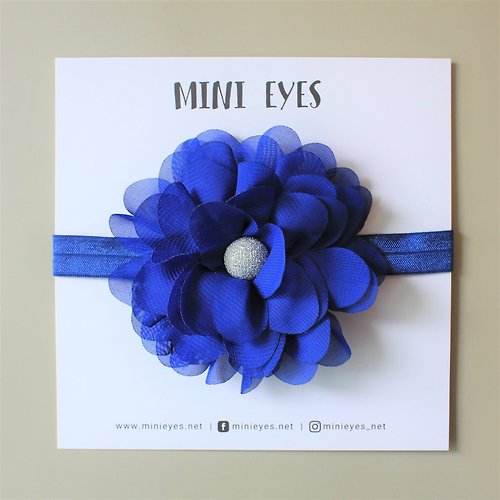 Mini Eyes 海藍色嬰兒髮帶 女孩 彌月禮盒 滿月禮物 寶寶頭帶 BB髮帶