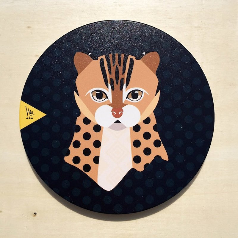 [Forest Animal Series] Q version Shihu ceramic water absorption coaster - Coasters - Pottery Black