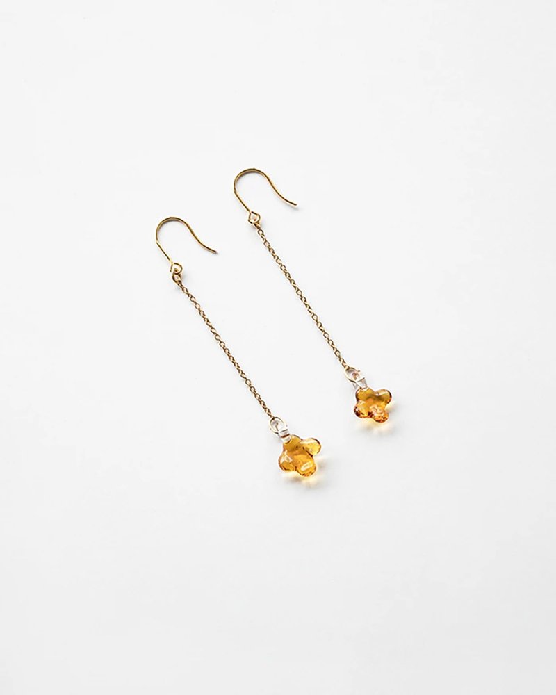 Hario X イイダ傘店 手工玻璃耳環 - 小琥珀桂花 (HAII-KA-P-NF) - 耳環/耳夾/耳骨夾 - 玻璃 透明
