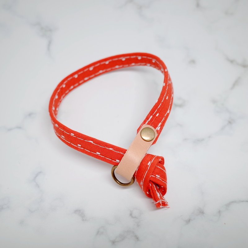 Cat collars, Red stripe & dots_CCT090446 - Collars & Leashes - Genuine Leather 