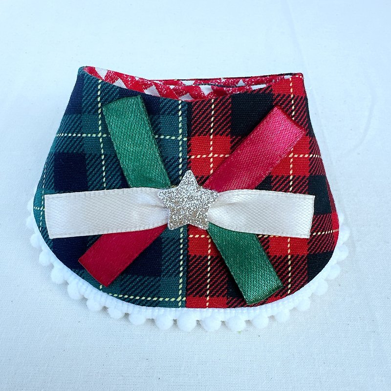 Styling bib-stitched Christmas pet special cat, dog, guinea pig and rabbit pet scarf - ปลอกคอ - ผ้าฝ้าย/ผ้าลินิน สีแดง