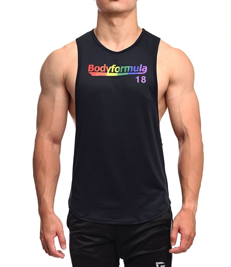 【彩虹限定】Actiflex超彈透氣Proud Forever大側挖下弧背心-深藍 - 男背心 - 聚酯纖維 藍色