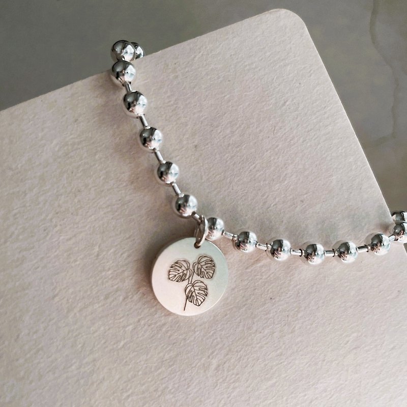 Turtle Leaf - Blooming Ball Beads Sterling Silver Bracelet - Bracelets - Other Materials Silver