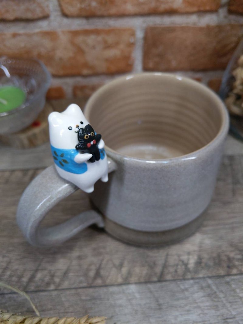 TO YOU Cup-Black Cat Hug Edition-Little White Bear - Cups - Pottery 