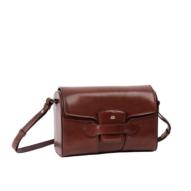 Anniversary [SOBDEALL] vegetable tanned leather classic retro crossbody bag - กระเป๋าแมสเซนเจอร์ - หนังแท้ สีนำ้ตาล