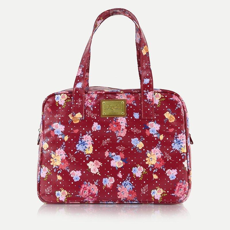 England rose waterproof zipper generous bag-rose red - Handbags & Totes - Cotton & Hemp Red