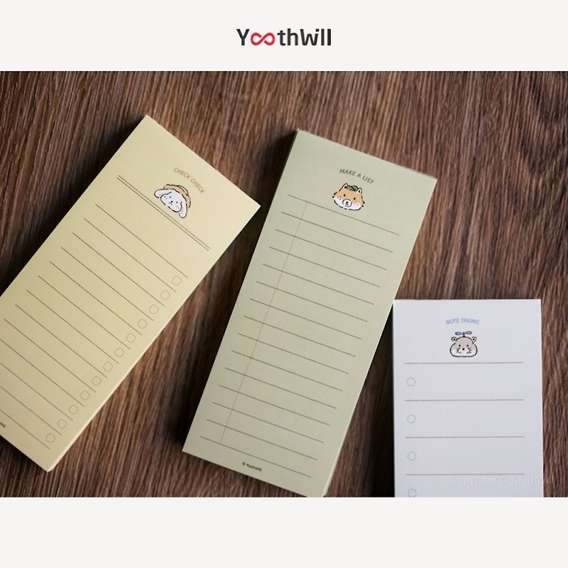 YouthWill small note cute animal memo record to do list note set - กระดาษโน้ต - กระดาษ สีกากี