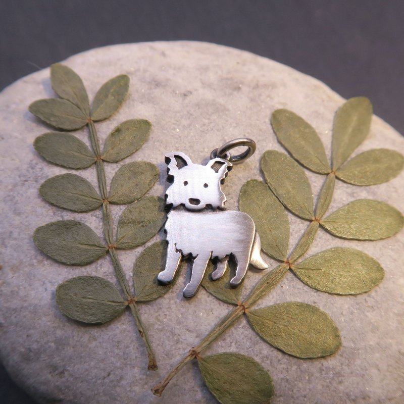 Sterling Silver Mini Dog Pendant - Border Collie - สร้อยคอ - เงินแท้ สีเงิน