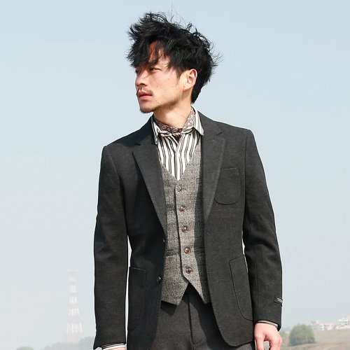 SOARIN獨立復古原創男裝 SOARIN英倫復古毛呢修身西裝外套(73XZ33)
