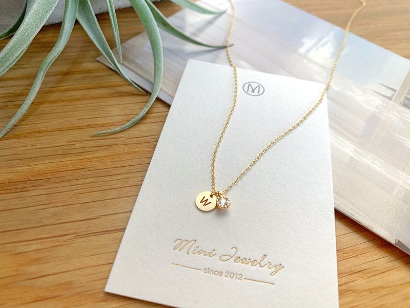 Customized English Alphabet Necklace-About You 18K Gold Washable Good luck Valen - สร้อยคอ - เครื่องประดับ สีทอง