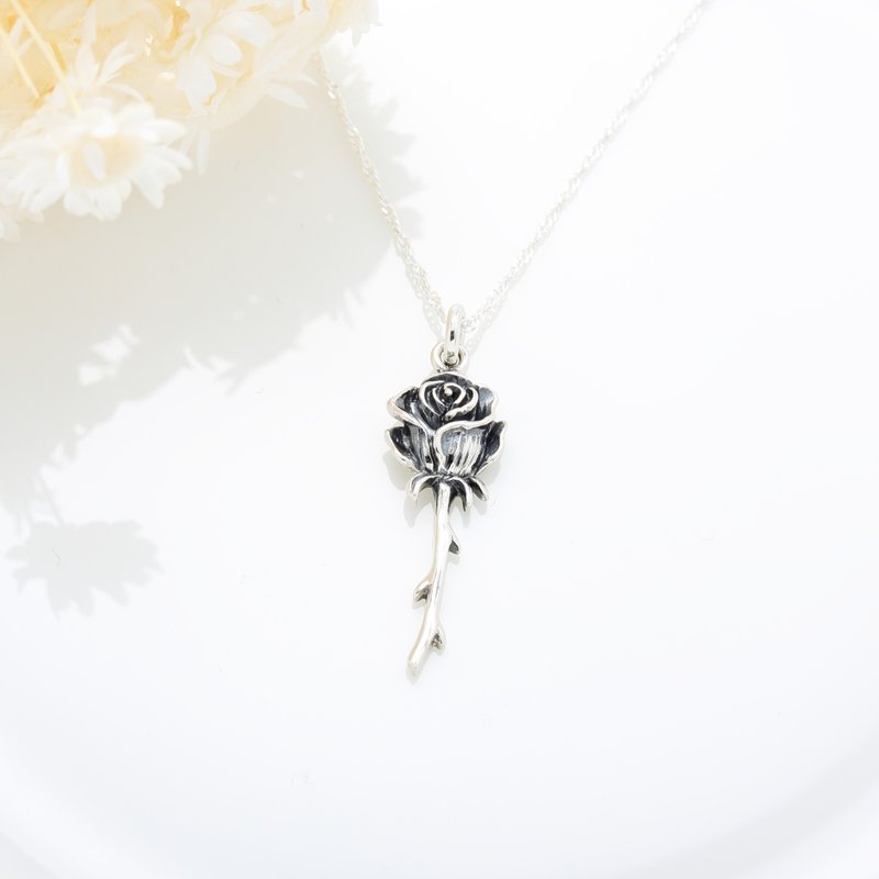 【Angel & Me】小王子 深情 玫瑰花 s925 純銀項鍊 情人節禮物 - 項鍊 - 純銀 銀色