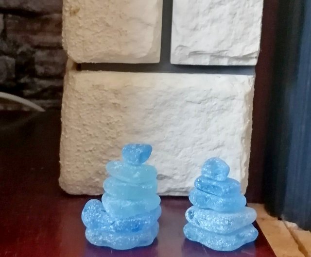 シーグラスアートケアン彫刻/グラスサンキャッチャー/シーグラス