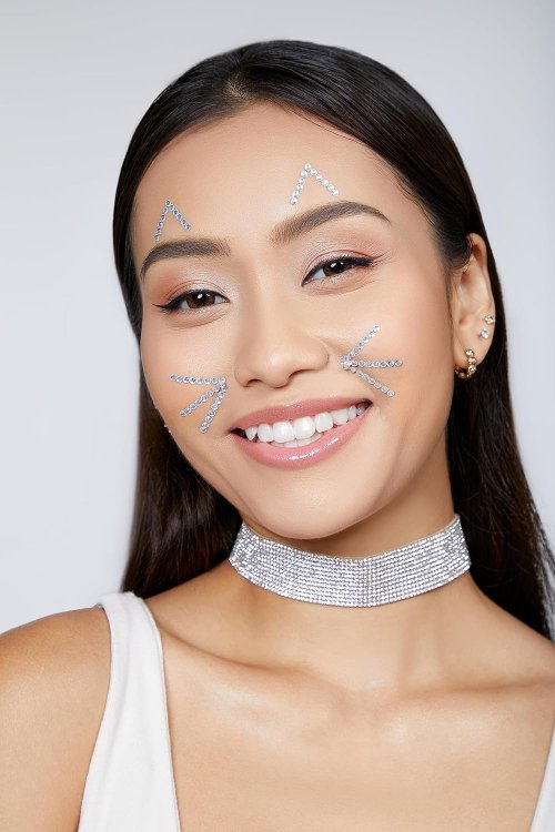 Rebel Tattoos 喵喵閃鑽臉部寶石貼 自帶膠水重複使用 派對攝影貓臉造型可愛吸睛