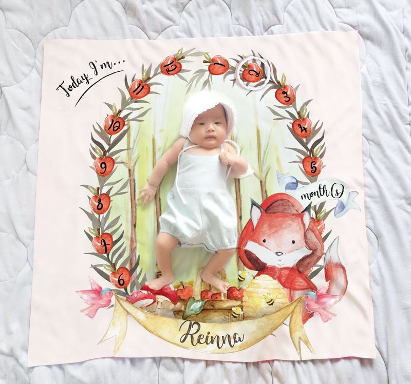 Fox Milestone Blanket - 其他 - 棉．麻 紅色
