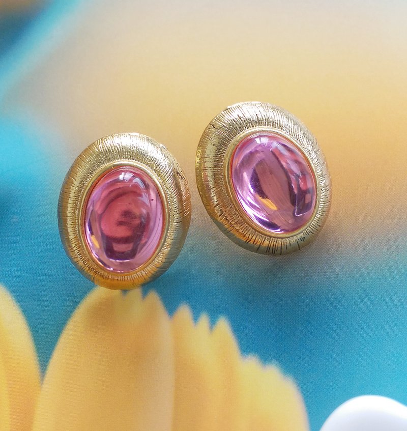 Vintage Jewelry 西洋古董飾品 厚實 美國雙姊妹 針式耳環 - 耳環/耳夾/耳骨夾 - 其他金屬 透明