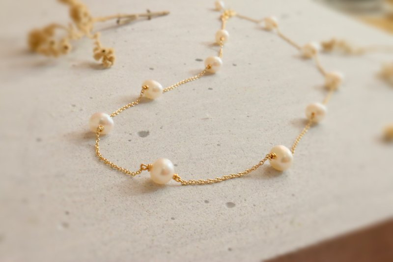 Necklace pearl natural pearl - good mood - - สร้อยคอ - ไข่มุก ขาว