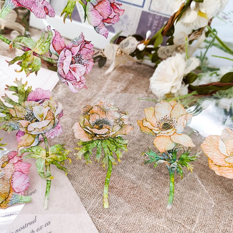 WF771_warm red flower language/ Masking Tape/Masking Tape - มาสกิ้งเทป - พลาสติก หลากหลายสี