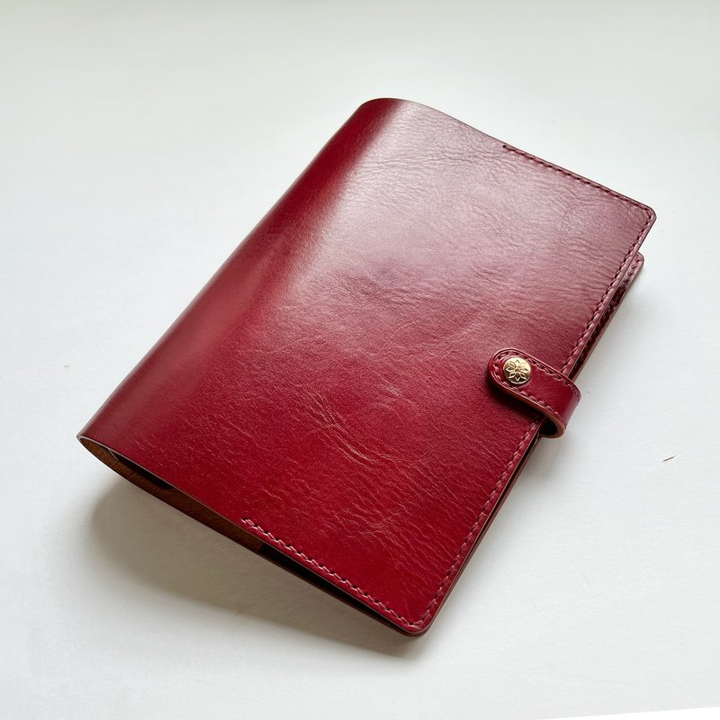 Bambini A5 six-hole loose-leaf leather book jacket-burgundy/customized gift - Notebooks & Journals - Genuine Leather Red