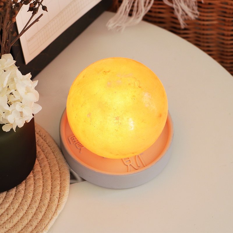 Clear water mold I Small rose ball I Fortune-promoting base (including colorful Stone) I Salt lamp - โคมไฟ - วัสดุอื่นๆ สีเทา