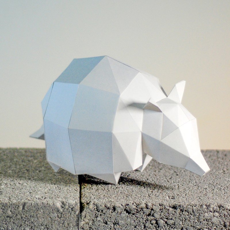 DIY hand-made 3D paper model decoration animal series-armadillo (4 colors available) - Items for Display - Paper White