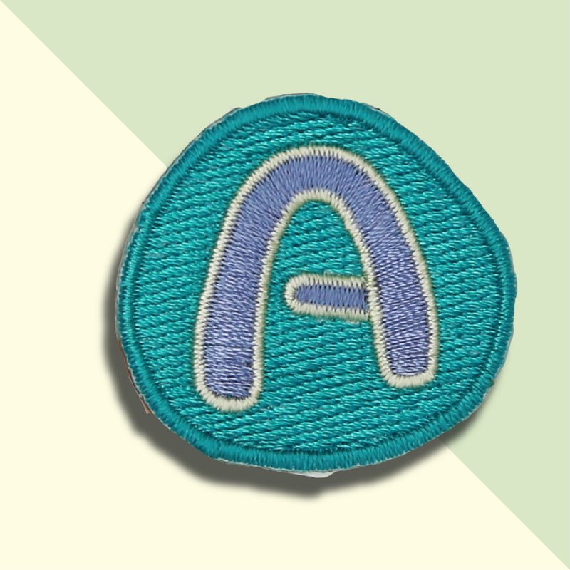 童趣刺繡貼-A - 徽章/別針 - 繡線 綠色
