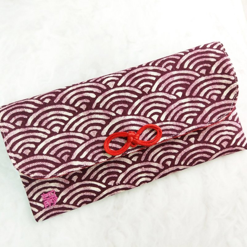 Free name embroidery. Textured Qinghai wave - 2 colors available. Cloth red envelope bag/mask storage bag - Toiletry Bags & Pouches - Cotton & Hemp Purple