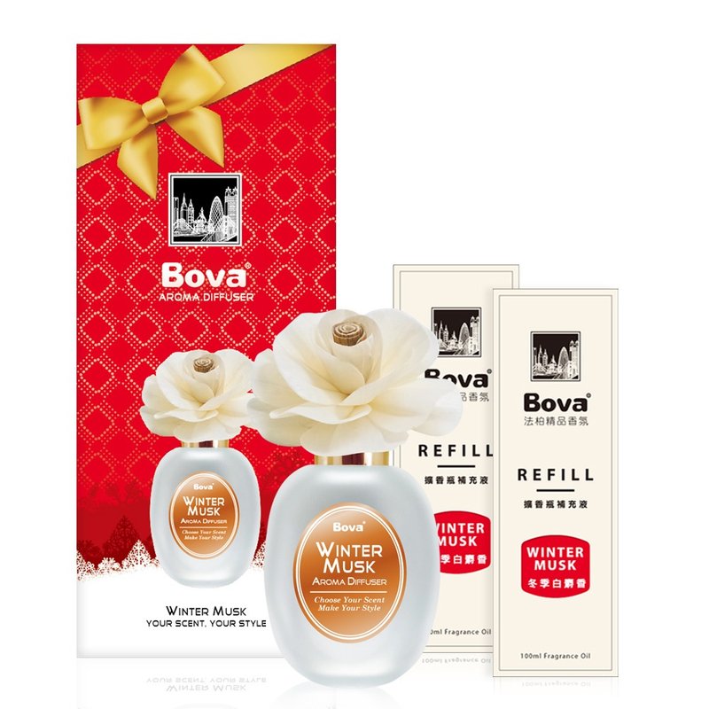 [Bova Faber Boutique Fragrance] Classic pattern diffuser set of 3 (diffuser bottle x 1 + refill bottle x 2) - น้ำหอม - วัสดุอื่นๆ ขาว