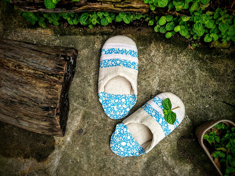 Indoor drag blue (sold out) - Indoor Slippers - Cotton & Hemp Blue