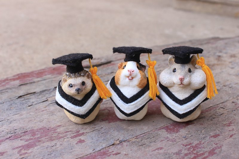 畢業寵物公仔擺設‧畢業禮物‧學士服‧刺蝟.天竺鼠.倉鼠 - 裝飾/擺設  - 樹脂 