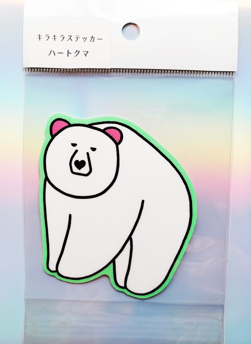 Glitter Nose Heart Bear Sticker - Stickers - Other Materials Pink