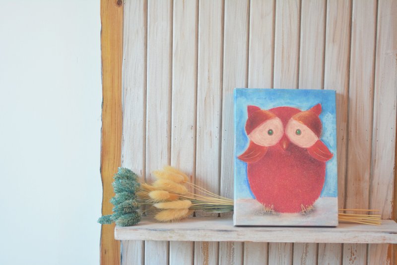 [Hand-painted Frameless Painting] Red Owl (Exquisite Printed Version) - โปสเตอร์ - วัสดุอื่นๆ หลากหลายสี