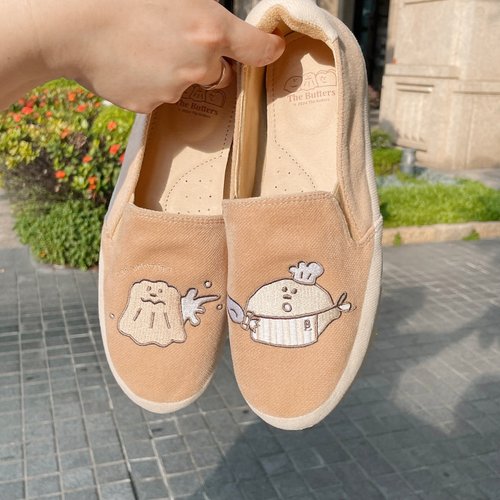 Paidal女鞋 奶油家族 烤焦可露露與檸檬小子厚底輕休閒樂福鞋懶人鞋-奶茶
