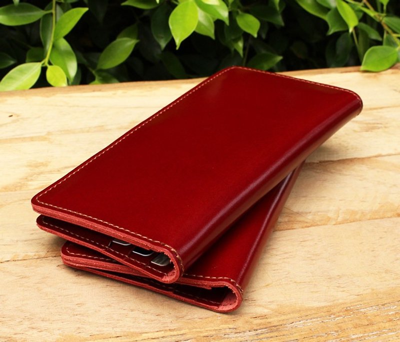 Wallet - My2 - สีแดงเข้ม (หนังวัวแท้) / Leather Wallet / Long Wallet / 錢包 - กระเป๋าสตางค์ - หนังแท้ 