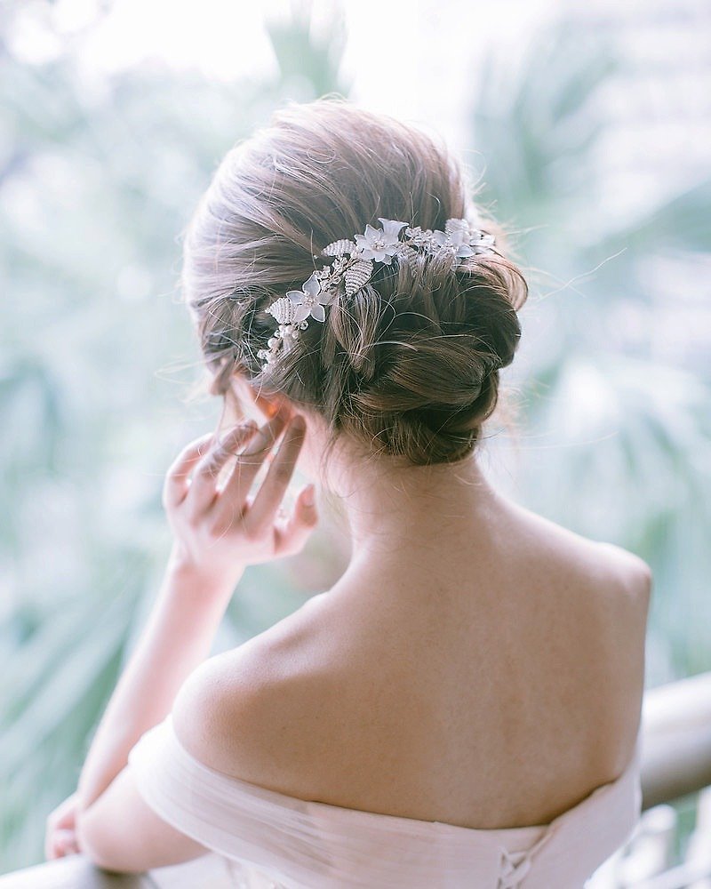 Scarlet 施華洛世奇水晶珍珠新娘頭飾 - 髮夾/髮飾 - 其他材質 金色