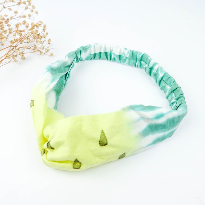 Watermelon | Tie-dye handmade Elastic hairband - เครื่องประดับผม - ผ้าฝ้าย/ผ้าลินิน สีเขียว