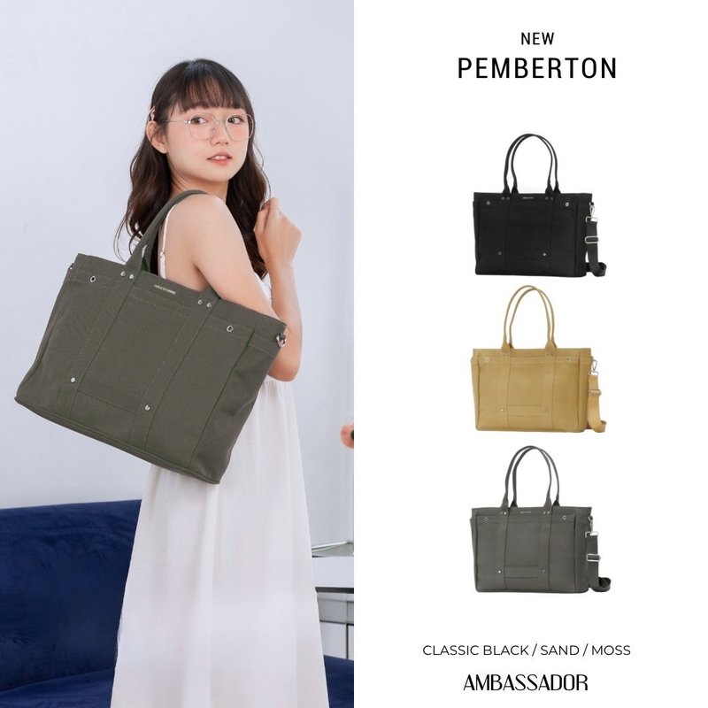 ABDSTORE |PEMBERTON Tote bag Canvas tote bag by Ambassador 9001 - กระเป๋าถือ - ไนลอน ขาว