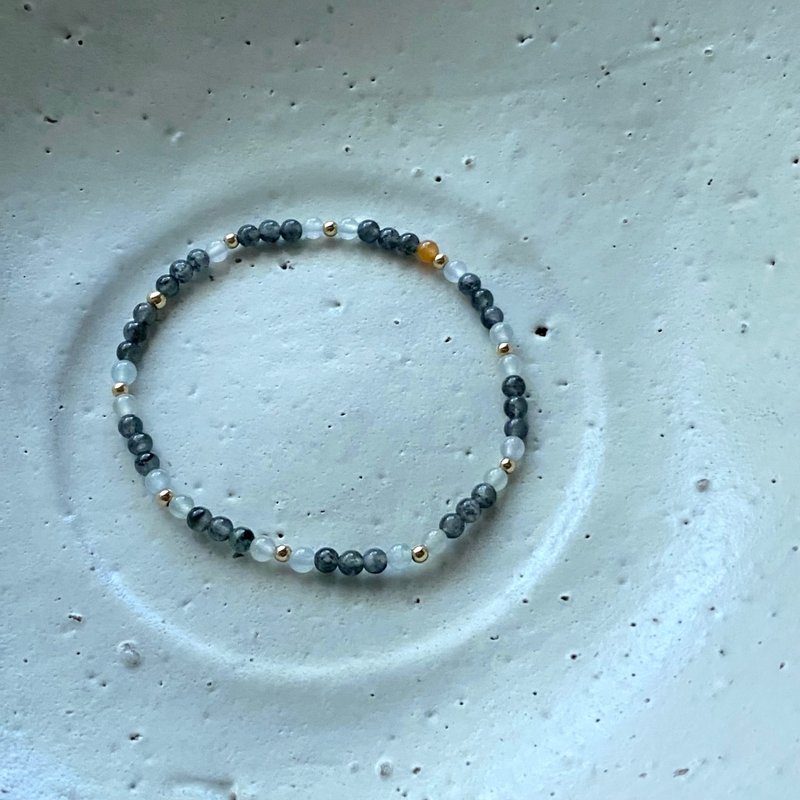 拈翠-緬甸天然A貨翡翠-冰烏雞小咪咪黑白雙彩翡翠設計手串 - 手鍊/手環 - 玉石 黑色