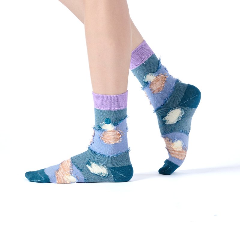 Dream Island/Blue (F)-MIT Design Tube Socks - Socks - Cotton & Hemp Blue