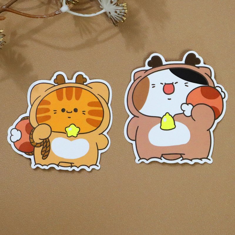 │Sanfa cat at home│No adhesive residue waterproof sticker-Elk cat (2 styles) - Stickers - Paper 