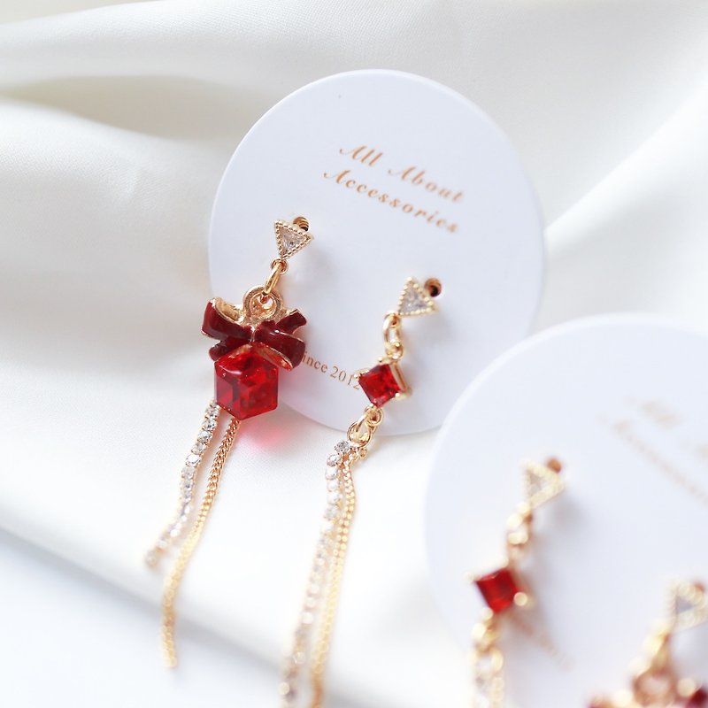 Christmas Limited Series-Christmas Gift Ear Pins/ Clip-On - Earrings & Clip-ons - Other Materials Red