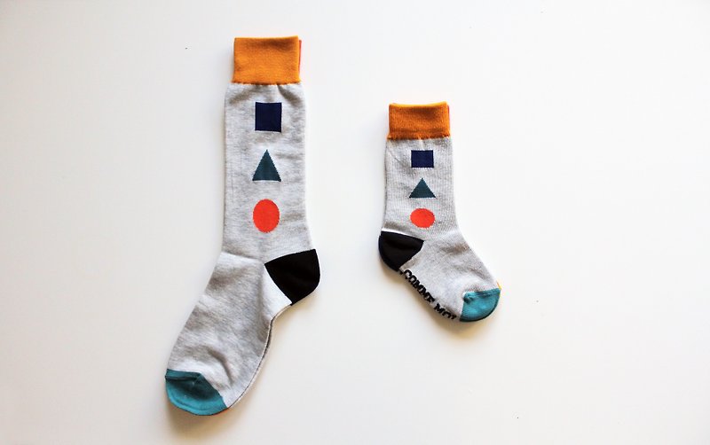 ▲ I am Geometry Control ▲ COMME MOI parent-child socks series (a pair of big-foot socks + a pair of small-foot socks): 500 yuan gift - Kids' Shoes - Cotton & Hemp Black