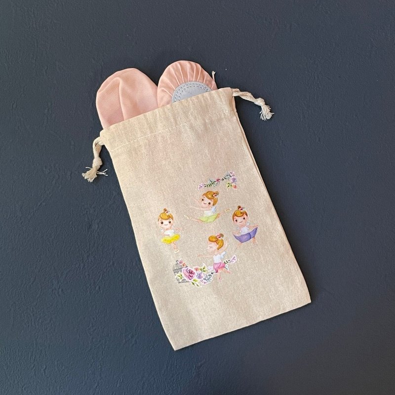 Children's dance shoe bag/ballet gift/ballet supplies/adult ballet/drawing bag - Drawstring Bags - Cotton & Hemp Multicolor