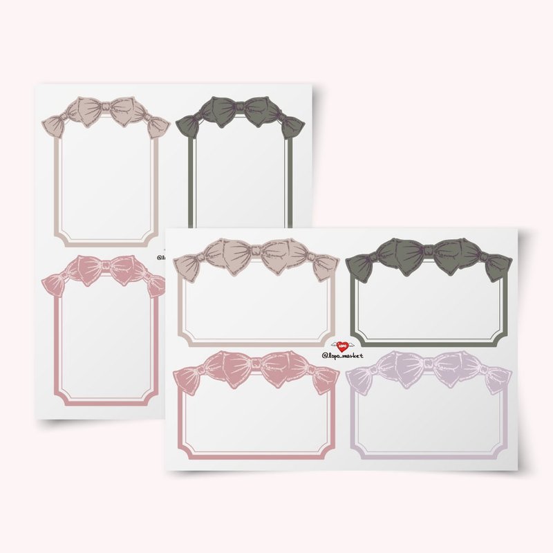 Cute Ribbon Label Sticker Set 2 Types, 10 Sheets 1 Set - Stickers - Paper 