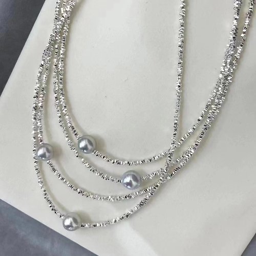 Athena珍珠設計 碎銀子 天然海水珍珠 真多麻 厚銀 項麻/手鏈