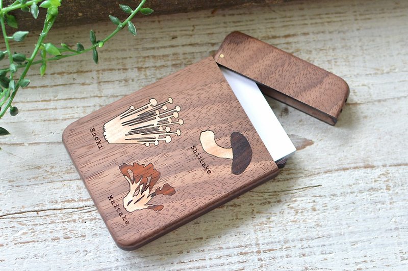 Wooden business card holder / walnut /mushroom - Card Holders & Cases - Wood Brown