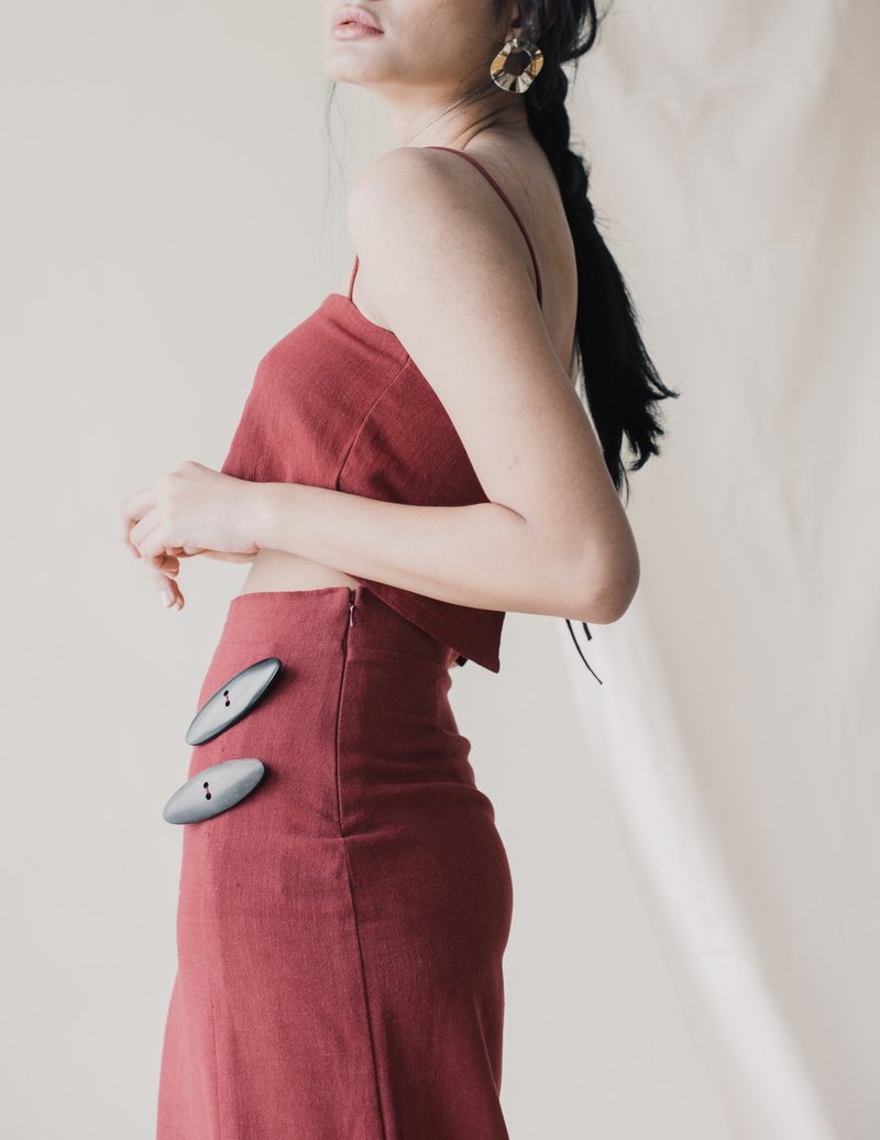 Mimpi Skirt - 裙子/長裙 - 棉．麻 紅色