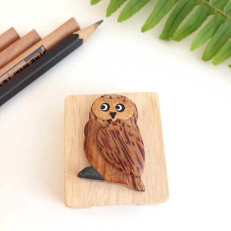 [X owl retro handmade wooden pencil sharpener] ✦ September - Other - Wood Brown
