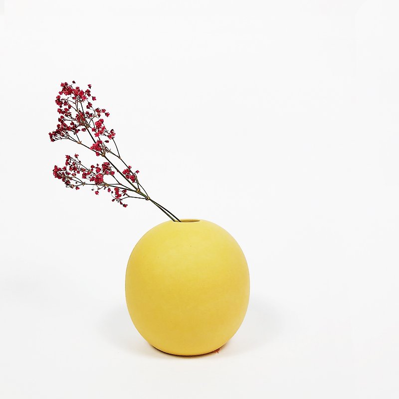 特許ミニマル北欧カラーハンドつや消し円形の花 - 卵黄 - 花瓶・植木鉢 - 磁器 イエロー