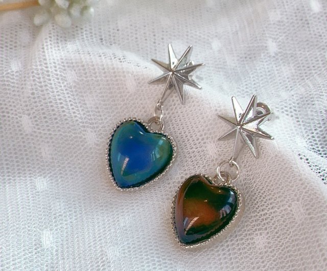 Resin with Thermochromic Pigment, Heart Pendant and Necklace Set 