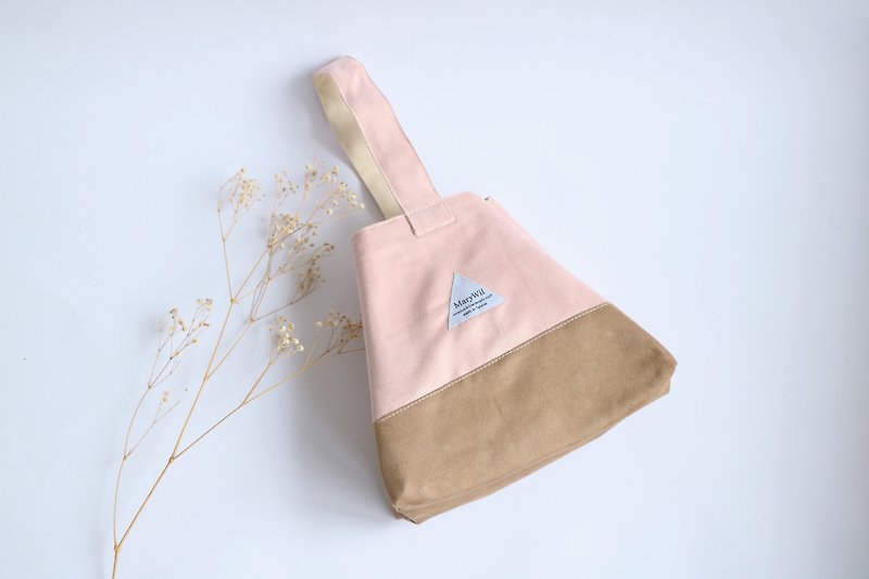 MaryWil Shape Handbag-Pink/ Khaki - กระเป๋าถือ - ผ้าฝ้าย/ผ้าลินิน สึชมพู